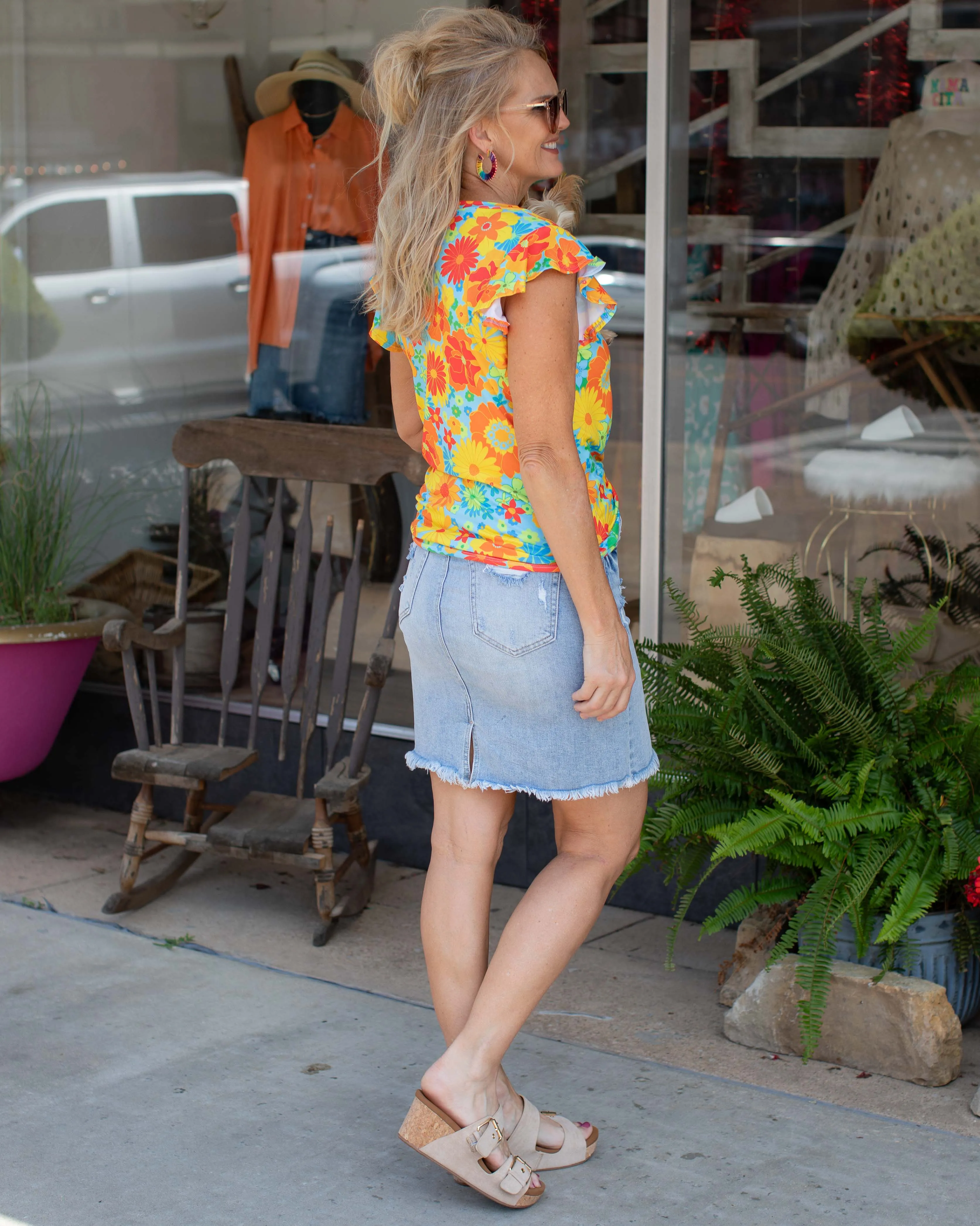 LIVING MY BEST LIFE HW DENIM SKIRT - 2 COLORS