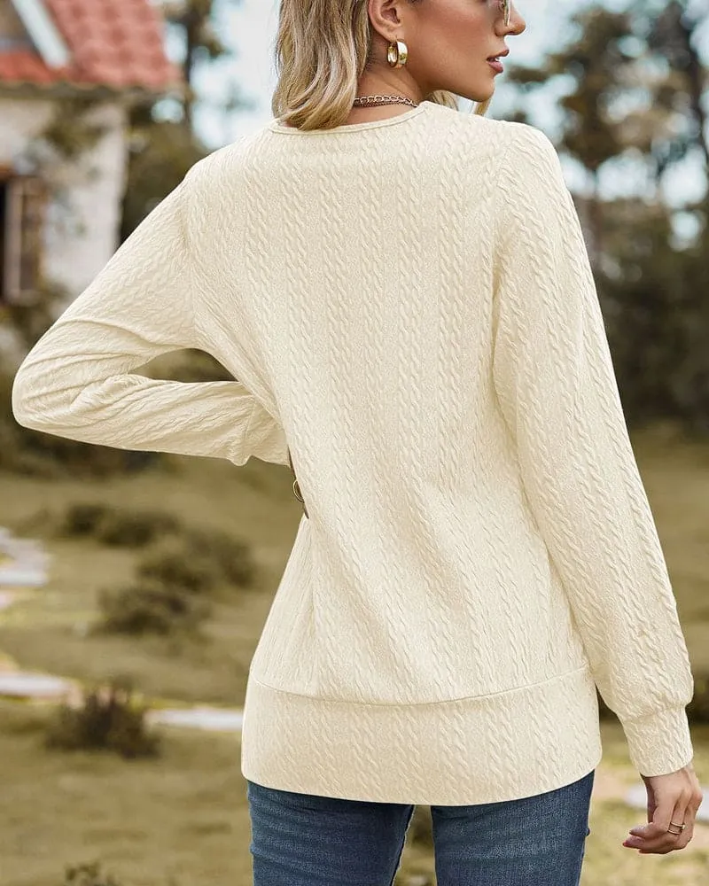 Long Sleeve Round Neck Essential Layer Blouse for Women