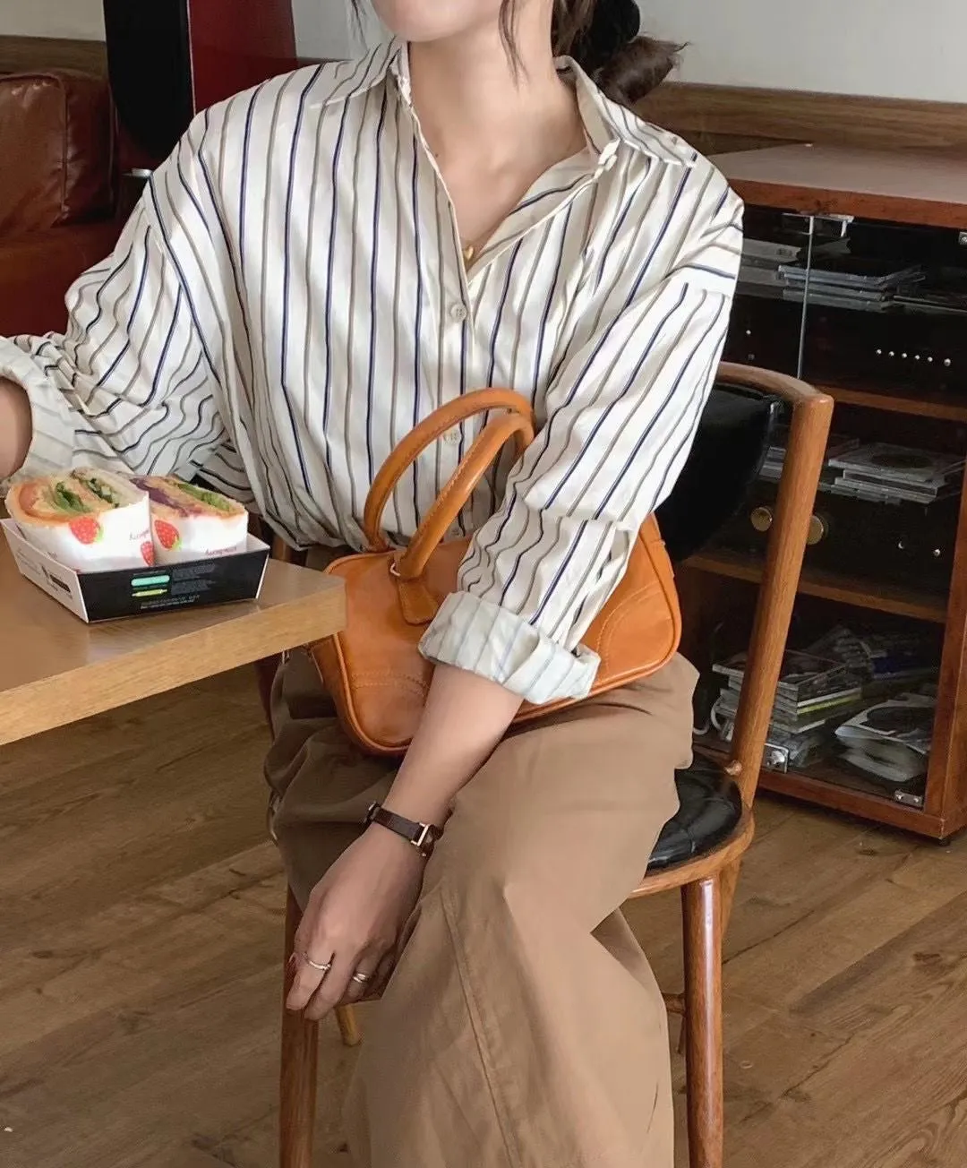 Long Sleeve Striped Office Blouse Shirts
