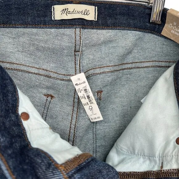 Madewell 10&quot; High-Rise Skinny Jeans In Dalesford Wash NWT Women's 28 Blue