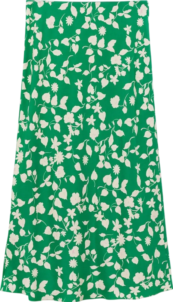 MANGO Green Printed Long Skirt UK S