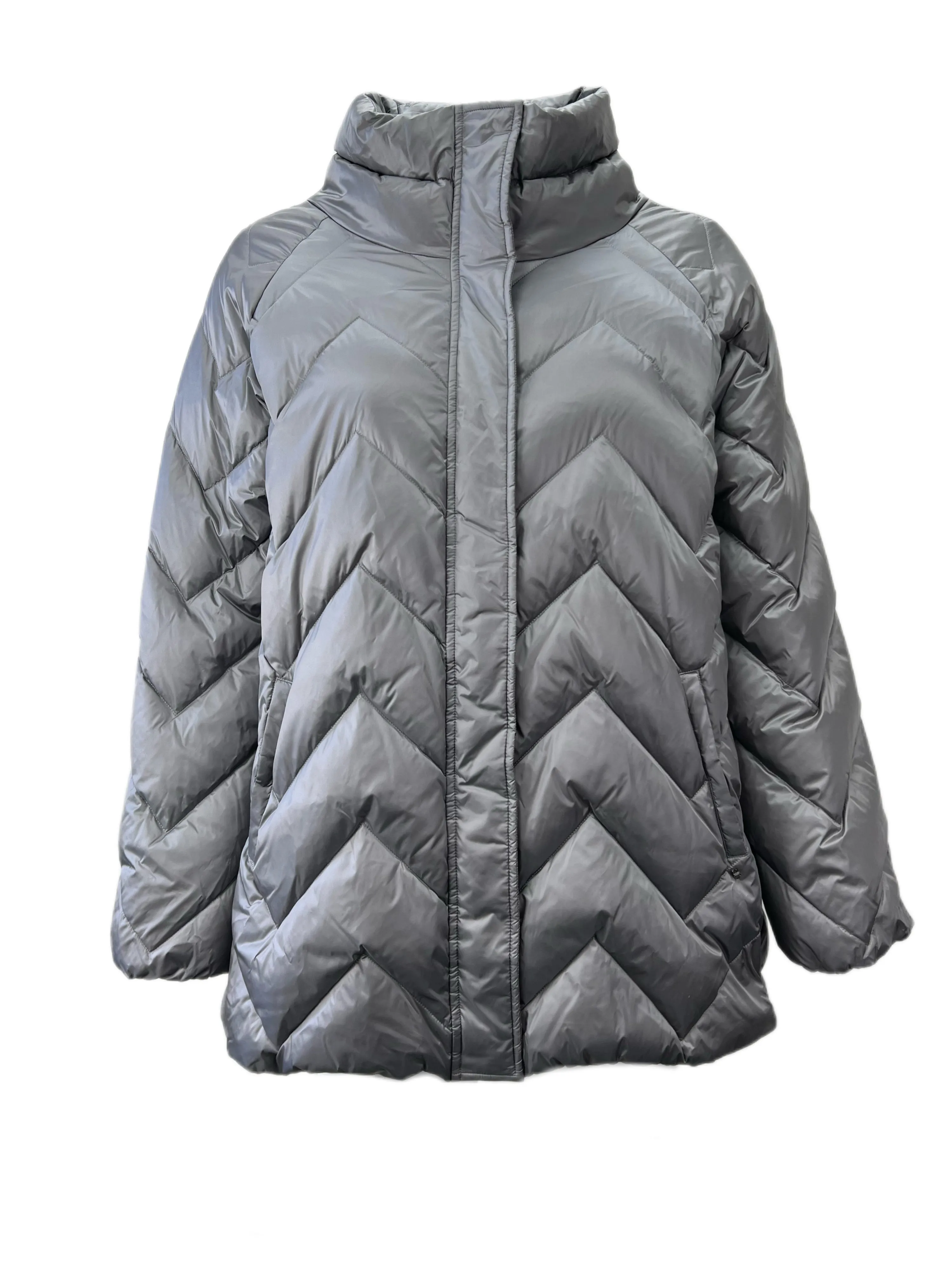 Marina Rinaldi Women's Pearl Grey Panca Quilted Jacket NWT