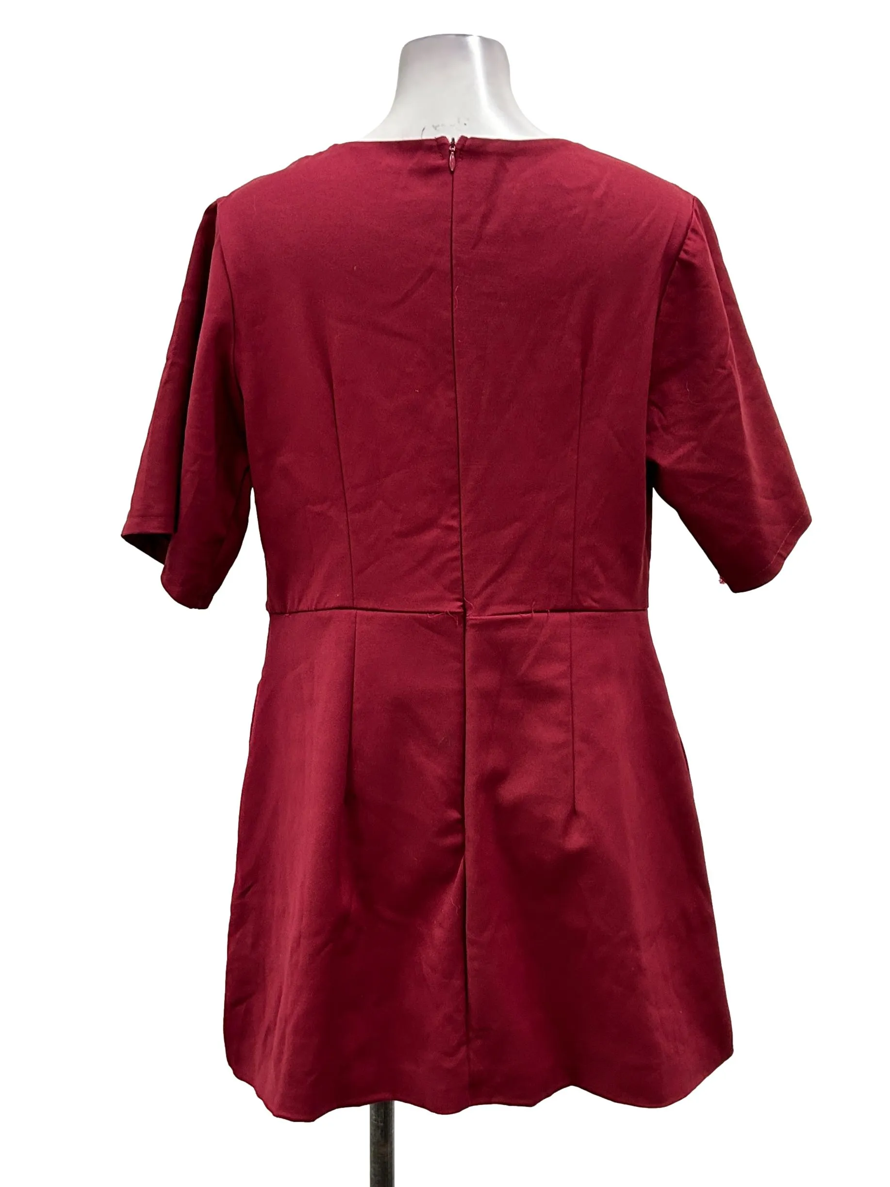Maroon Wrap Eyelet Romper