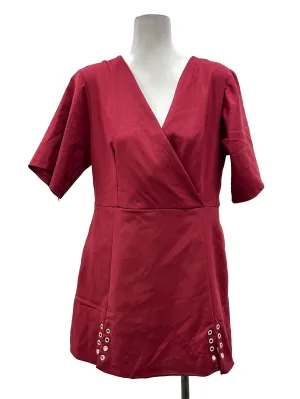 Maroon Wrap Eyelet Romper