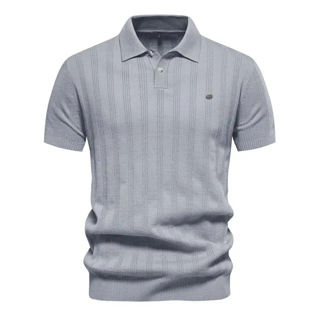 Men’s Breathable Knitted Short-Sleeve Polo Shirt
