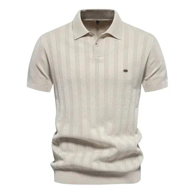 Men’s Breathable Knitted Short-Sleeve Polo Shirt