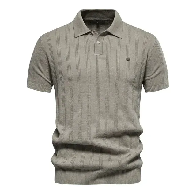 Men’s Breathable Knitted Short-Sleeve Polo Shirt