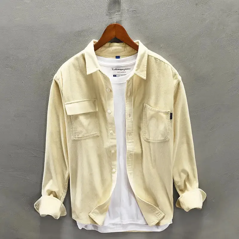 Men’s Casual Corduroy Shirt with Functional Pockets
