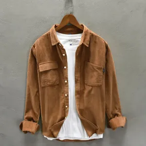 Men’s Casual Corduroy Shirt with Functional Pockets