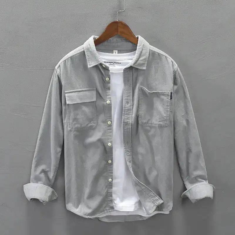 Men’s Casual Corduroy Shirt with Functional Pockets