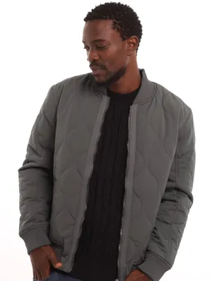 Men's Quilted Bomber Jacket - Olive
