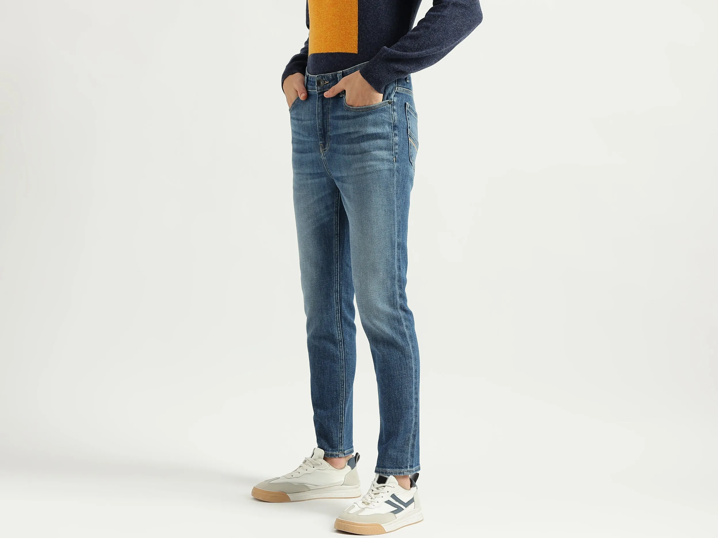 Men's Solid Low Crotch Jeans