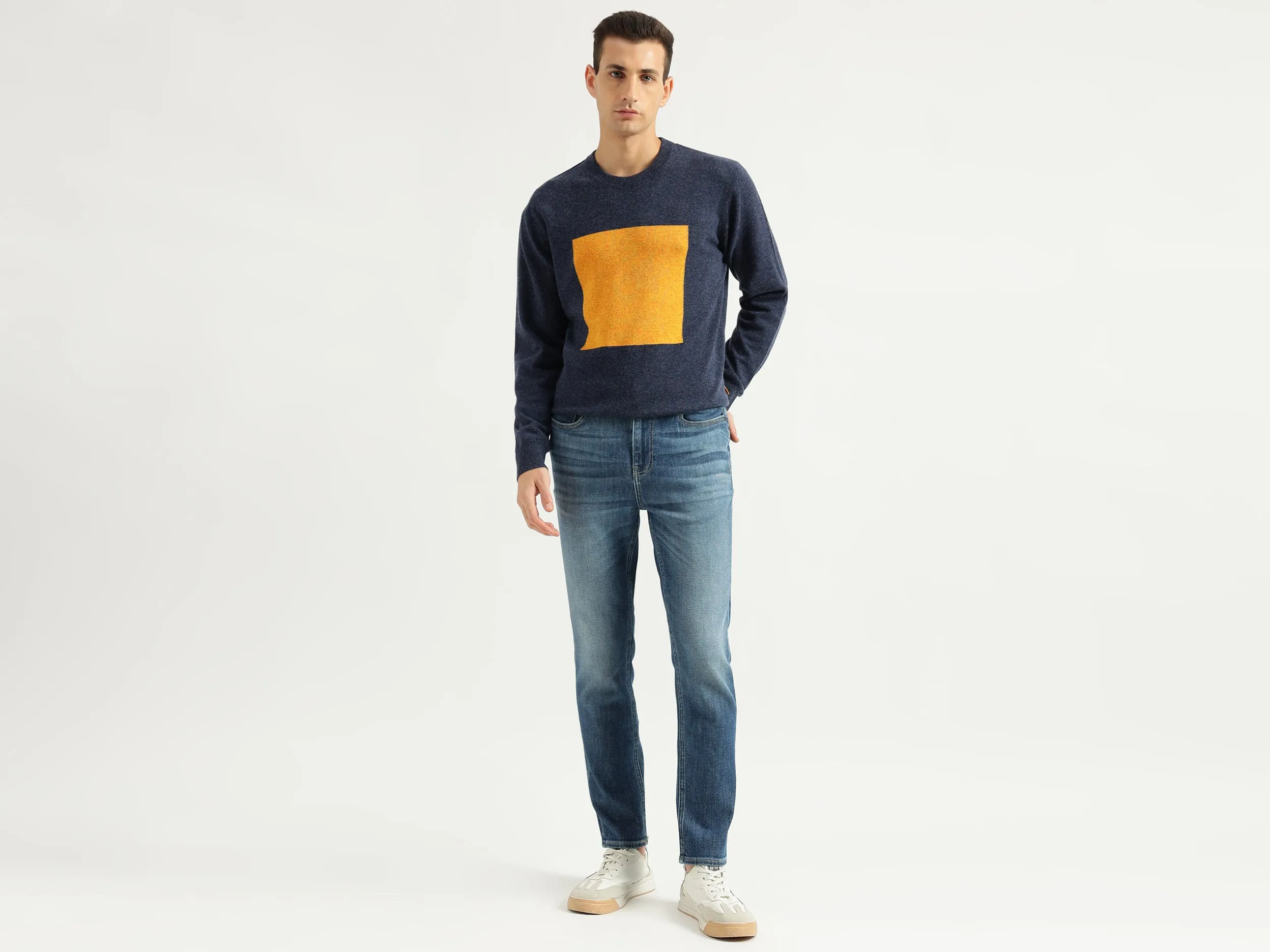 Men's Solid Low Crotch Jeans