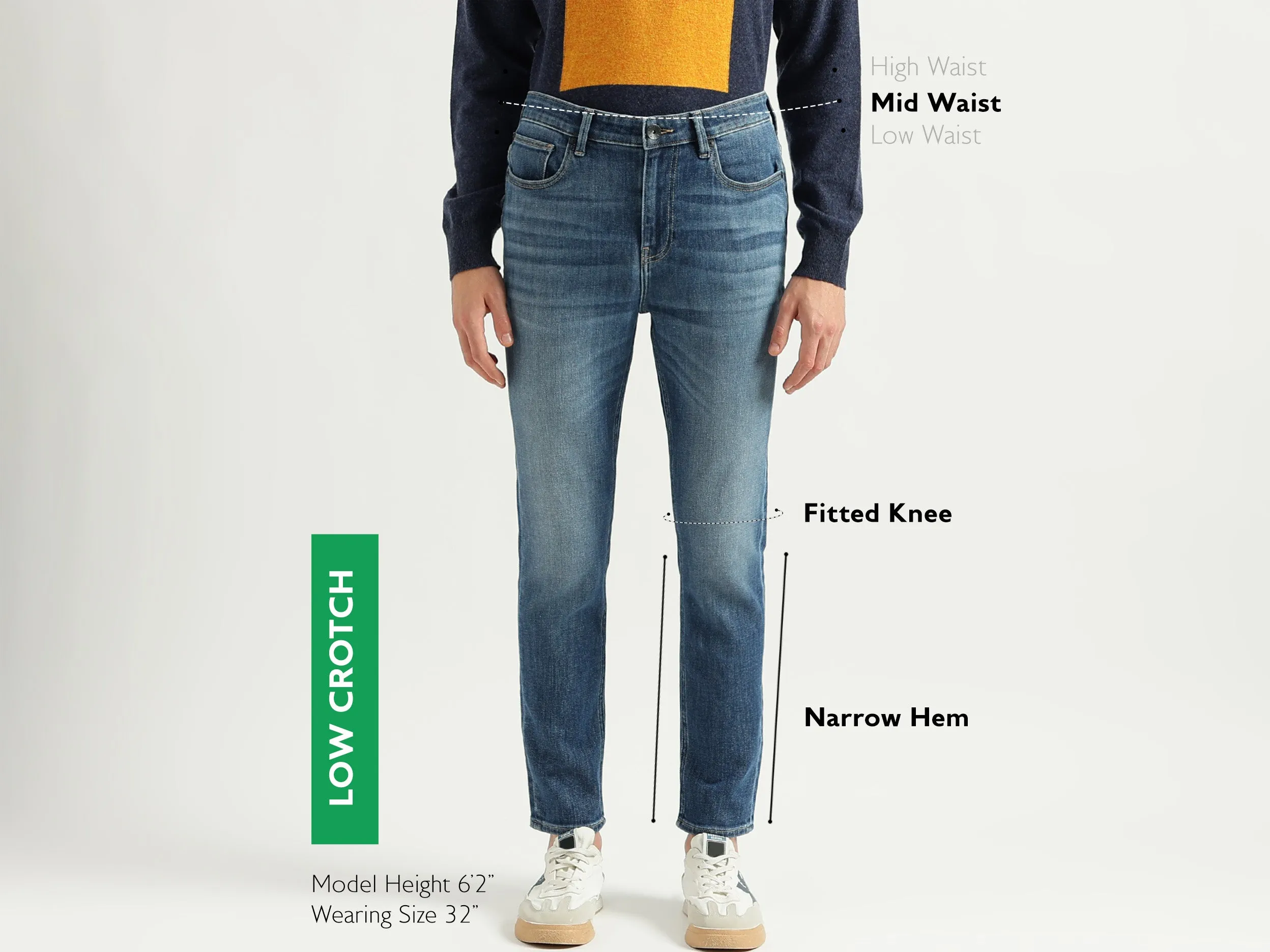 Men's Solid Low Crotch Jeans