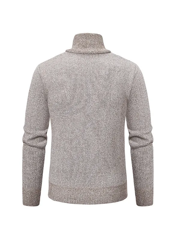 Men's Stand Collar Thick Half Zipper Knitted Sweater