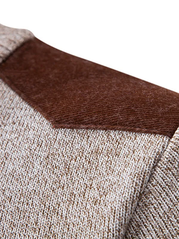 Men's Stand Collar Thick Half Zipper Knitted Sweater