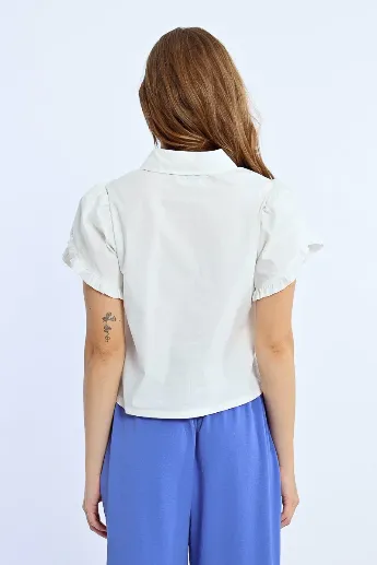 Molly Bracken White Short Sleeve Ruffle Shirt