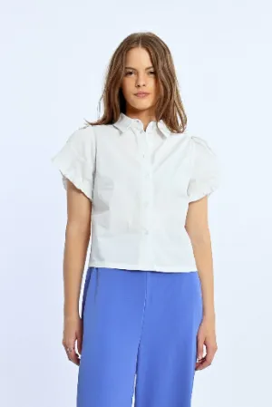 Molly Bracken White Short Sleeve Ruffle Shirt