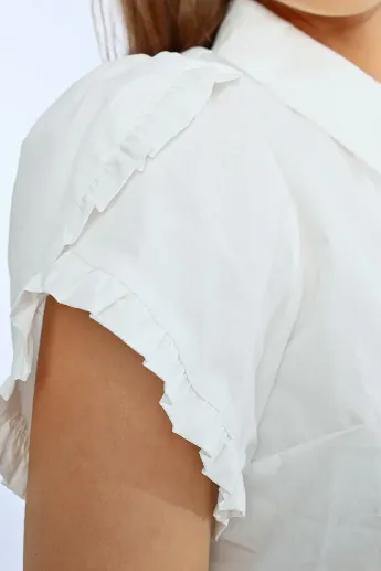 Molly Bracken White Short Sleeve Ruffle Shirt