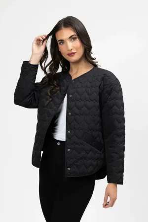 Montreal Quilted Jacket - Black Hearts
