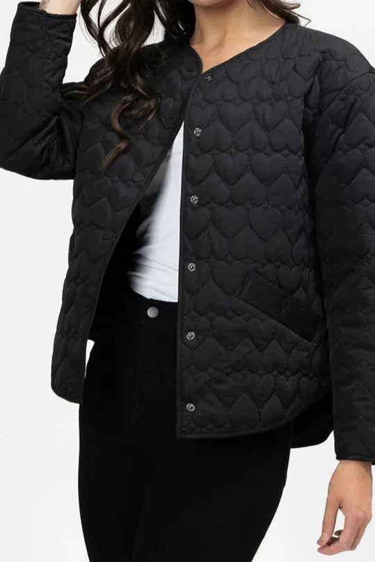 Montreal Quilted Jacket - Black Hearts