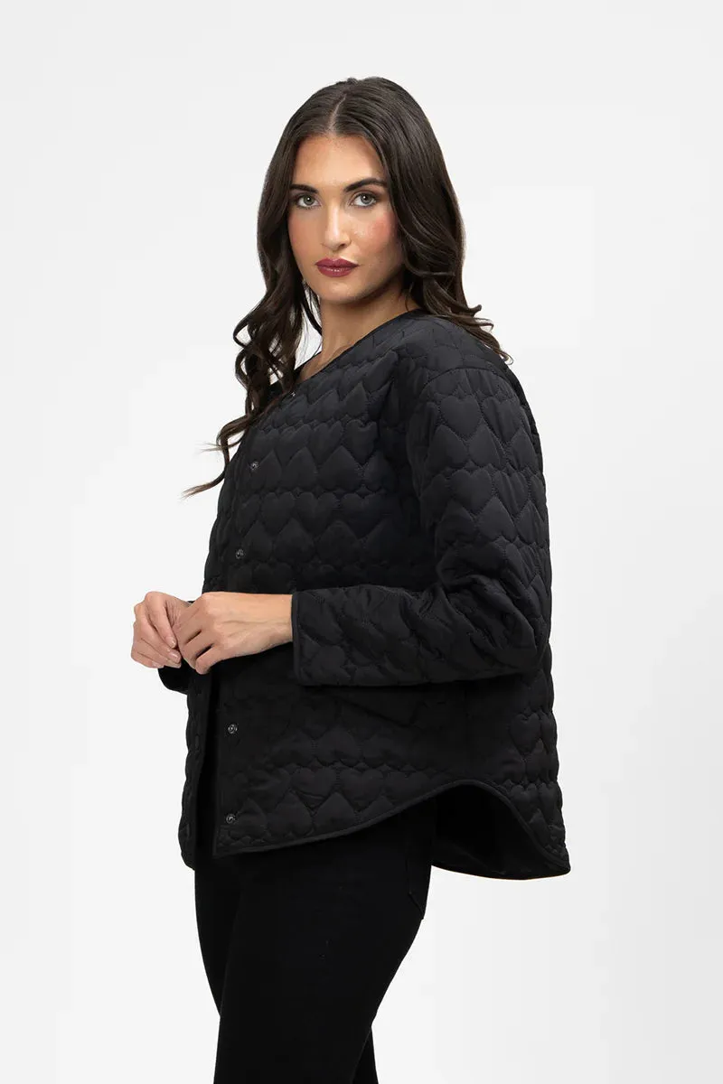 Montreal Quilted Jacket - Black Hearts