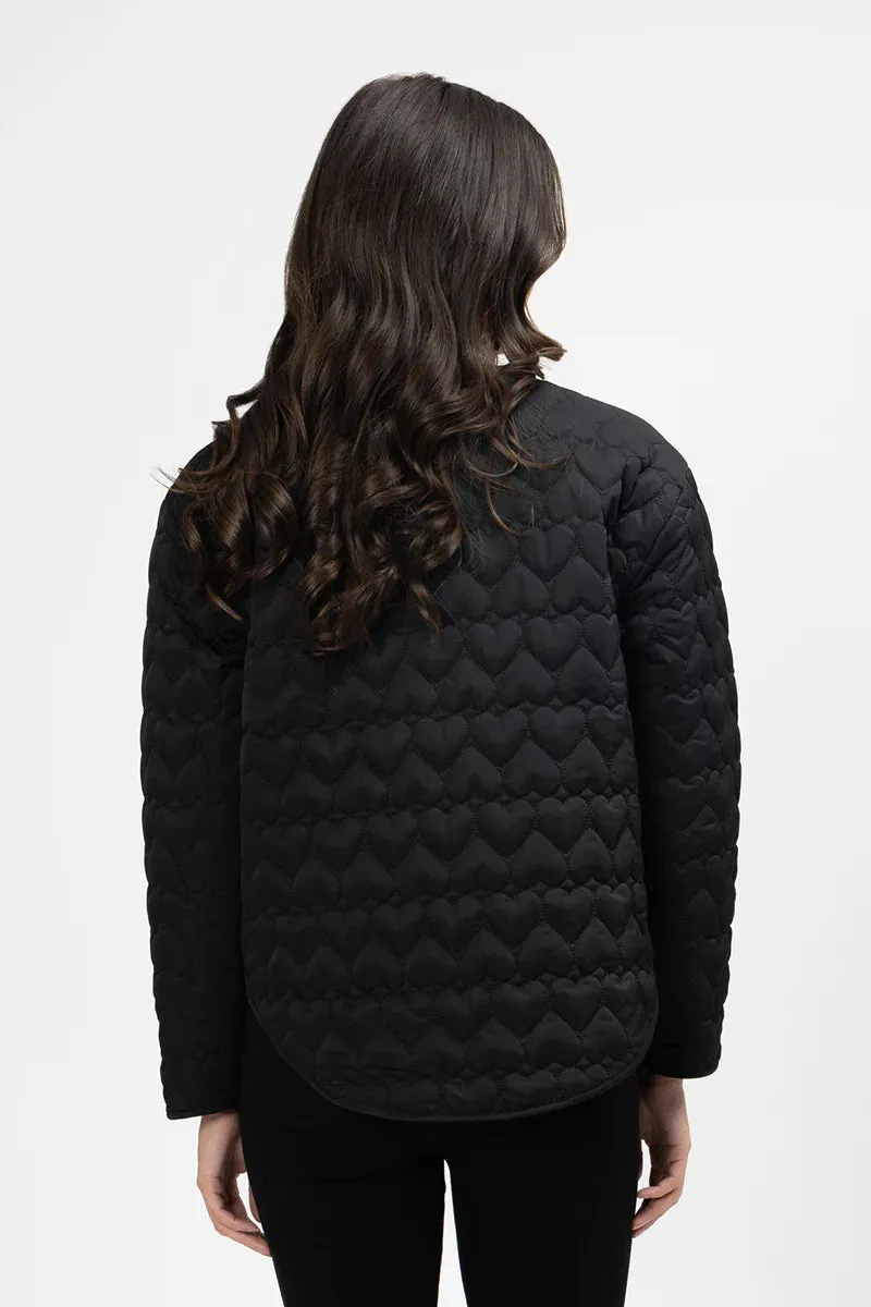 Montreal Quilted Jacket - Black Hearts