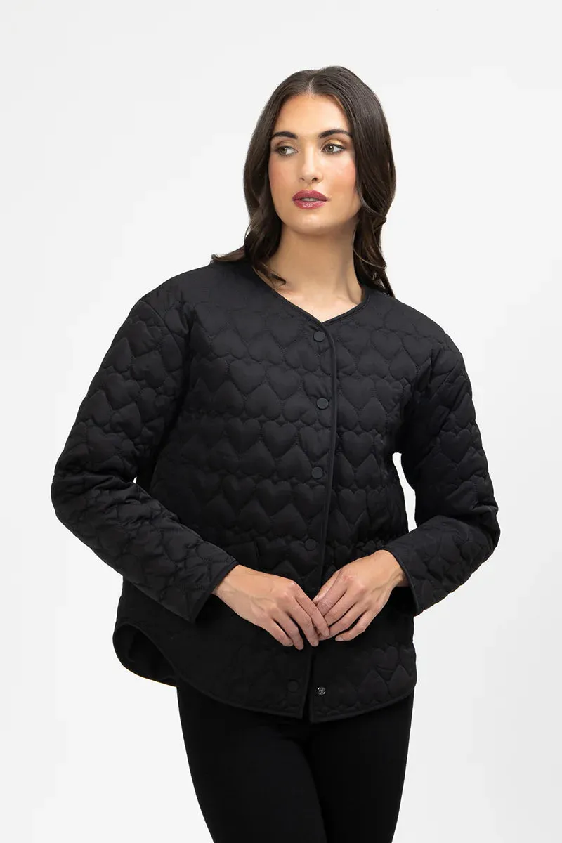 Montreal Quilted Jacket - Black Hearts