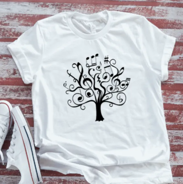 Music Tree, Unisex  White Short Sleeve T-shirt