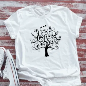 Music Tree, Unisex  White Short Sleeve T-shirt