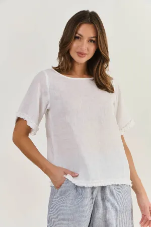 Naturals by O & J Linen Top in White GA312
