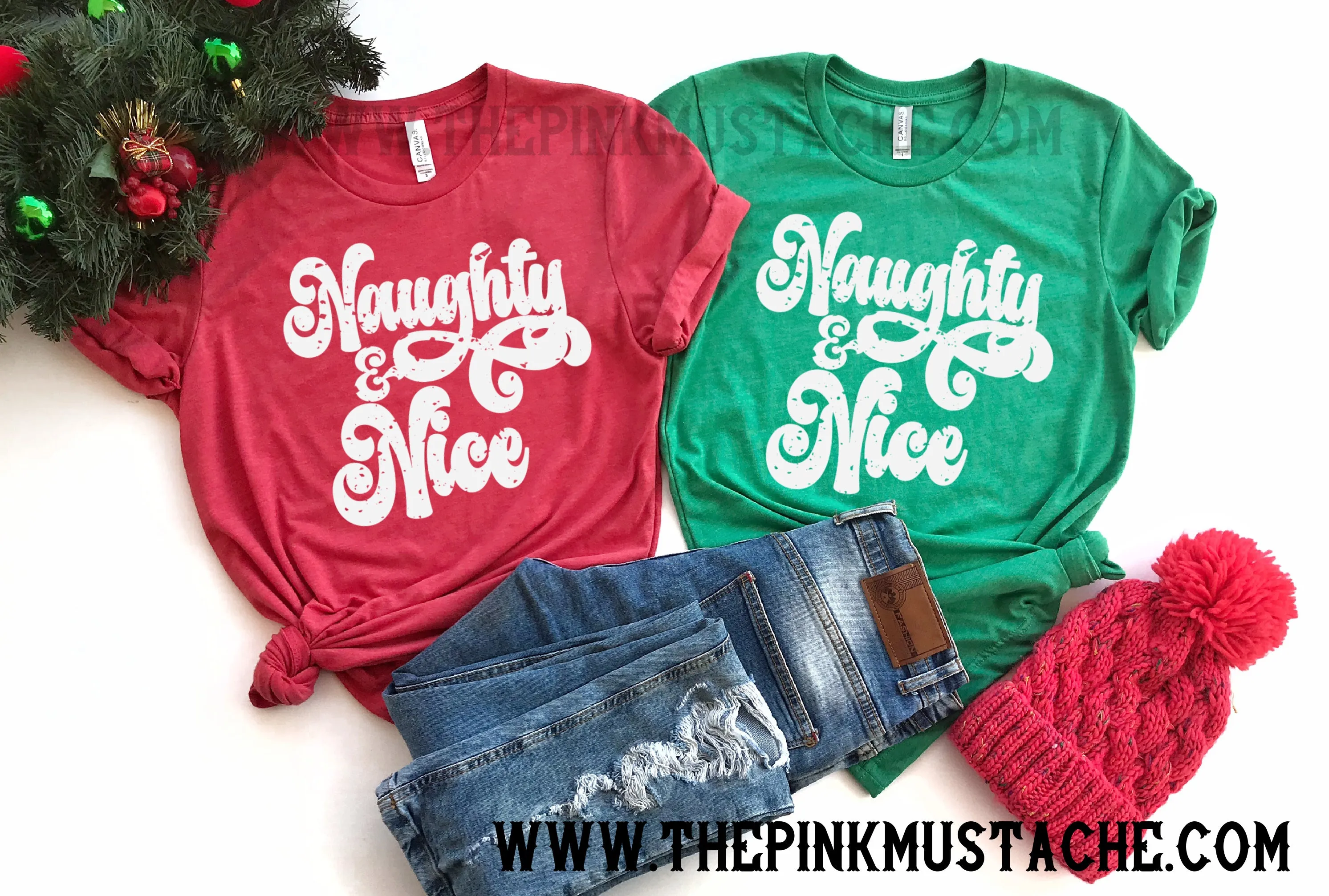 Naughty and Nice - Funny Matching Shirts / Couple Matching Tees / Friend Family Christmas Shirt