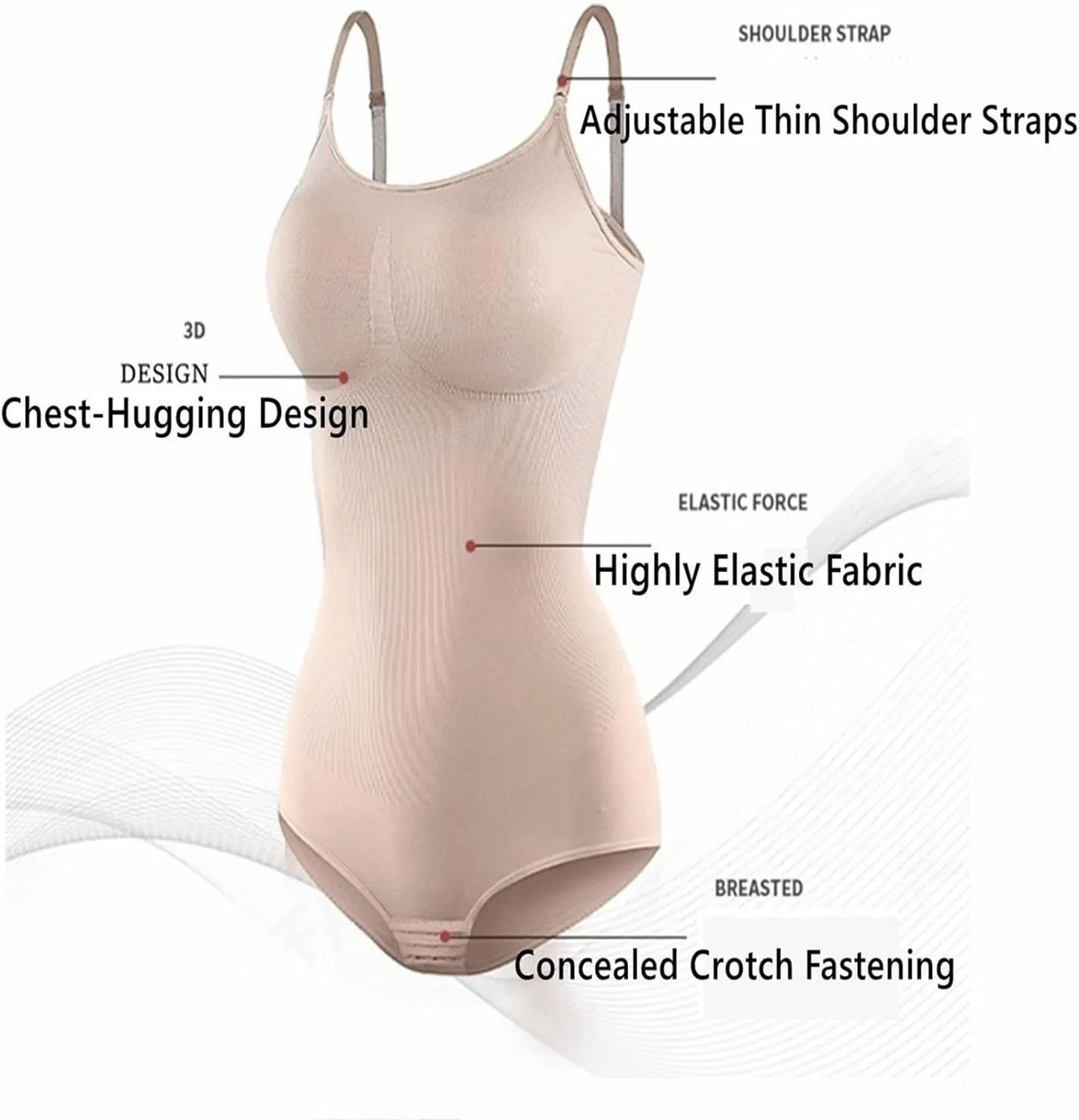 NEW Shapewear for Women Tummy Control Body Suit, Sexy Deep V Neck Body Shaper, Seamless Tank Tops Jumpsuit (Color : Nude, Size : L)