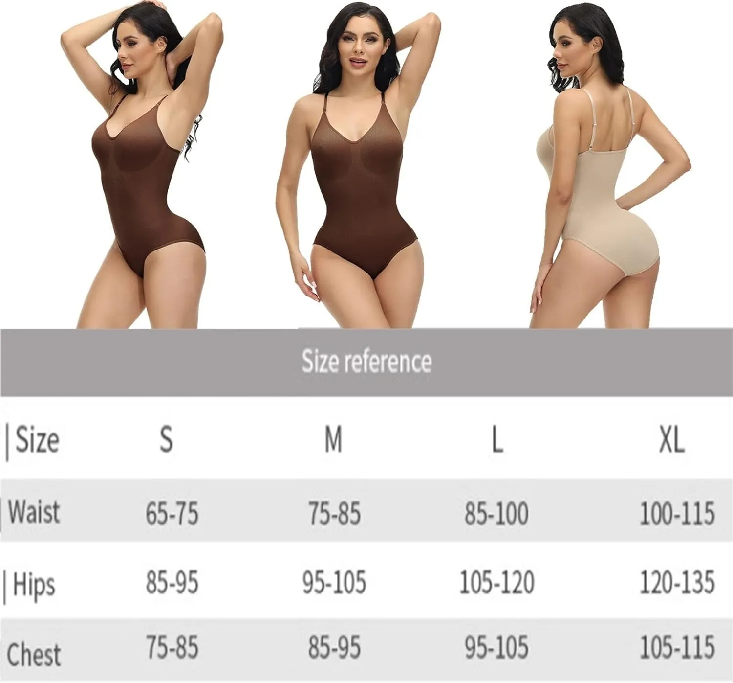 NEW Shapewear for Women Tummy Control Body Suit, Sexy Deep V Neck Body Shaper, Seamless Tank Tops Jumpsuit (Color : Nude, Size : L)