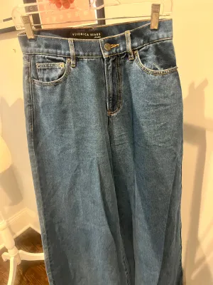 NEW Veronica Bears Dark Denim Flare Parachute-leg Jeans 26/2