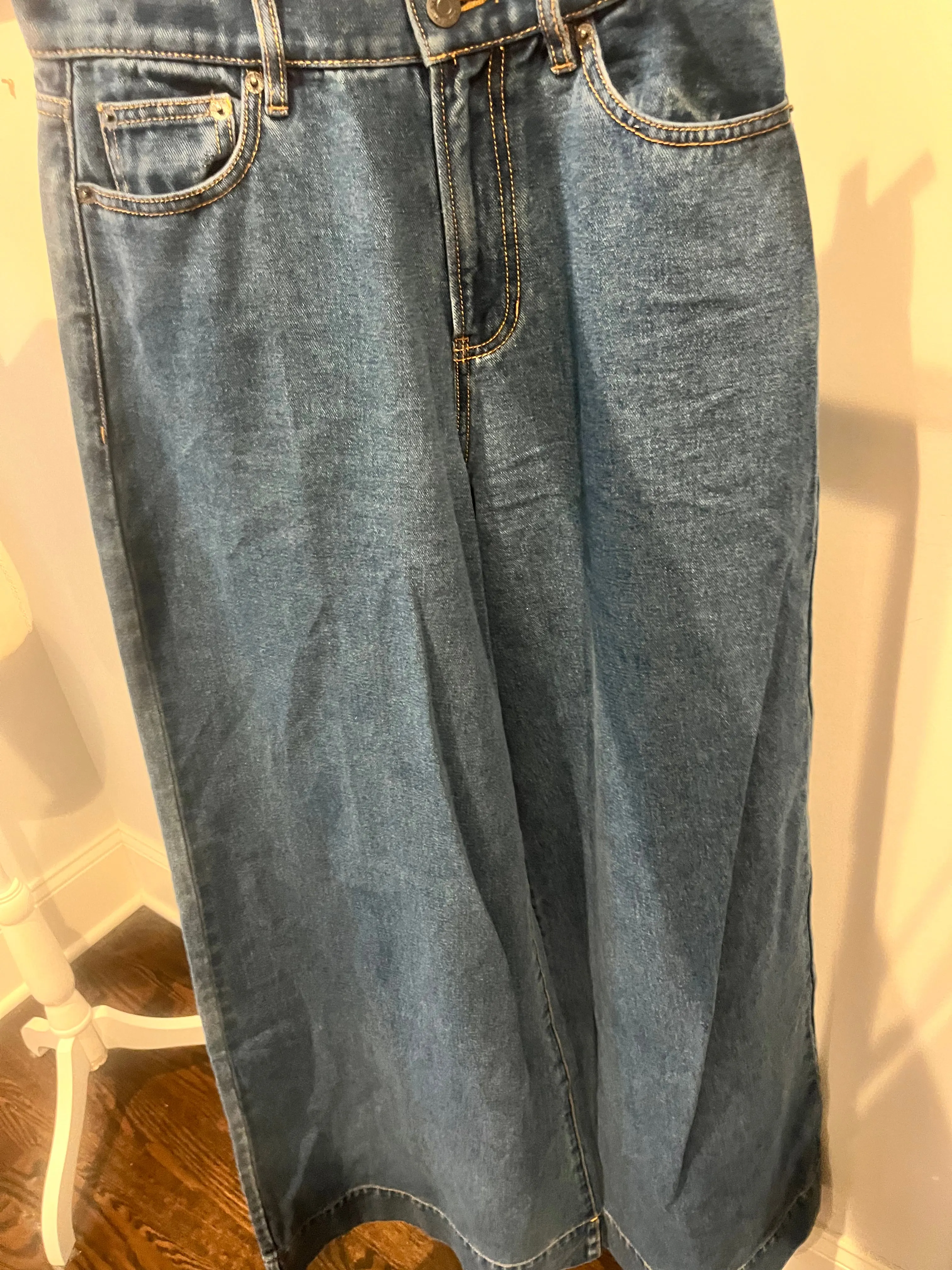 NEW Veronica Bears Dark Denim Flare Parachute-leg Jeans 26/2