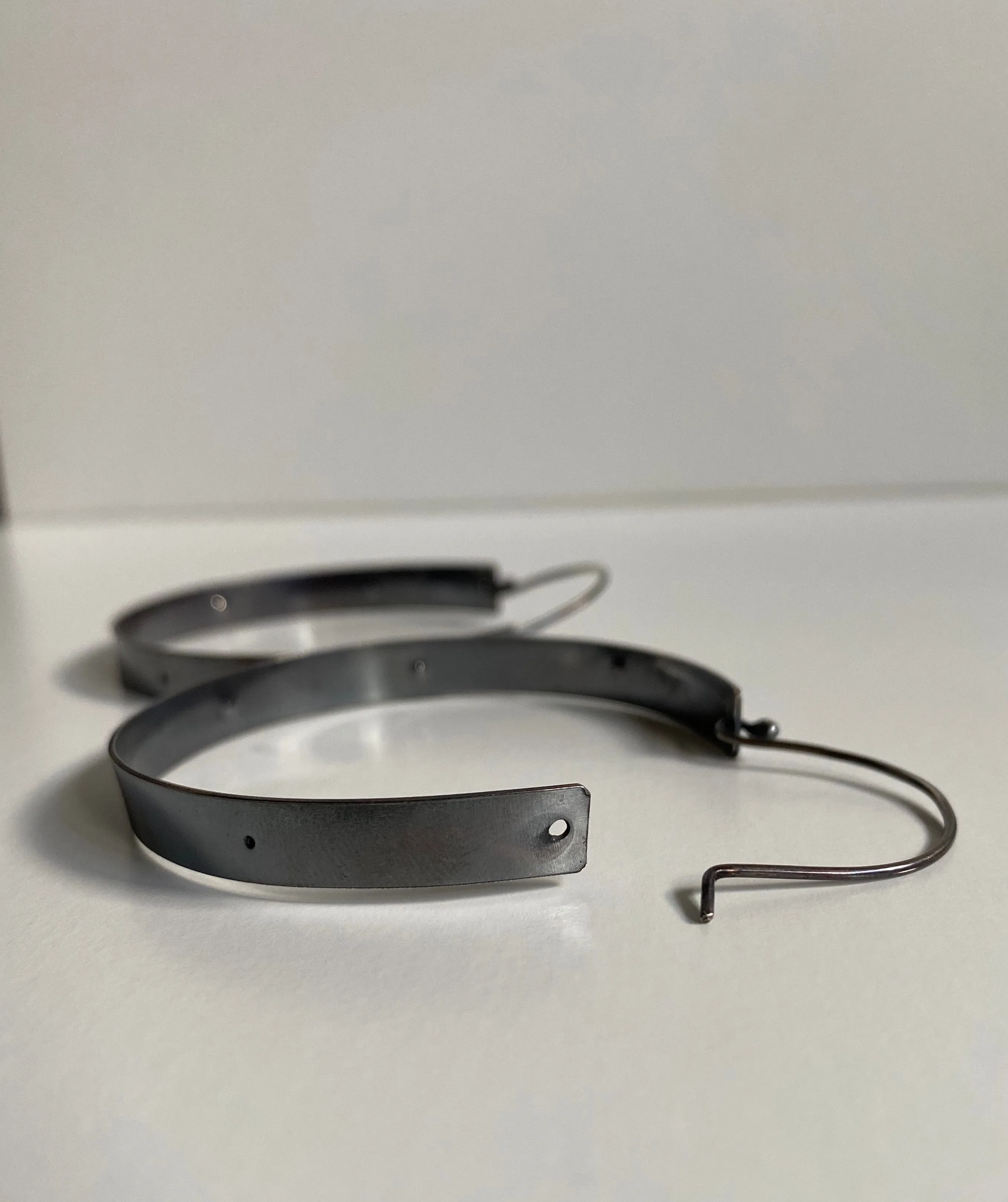 Nickel Free Large Silver Hoops - Black Statement Earrings - 2 1/2" Wide