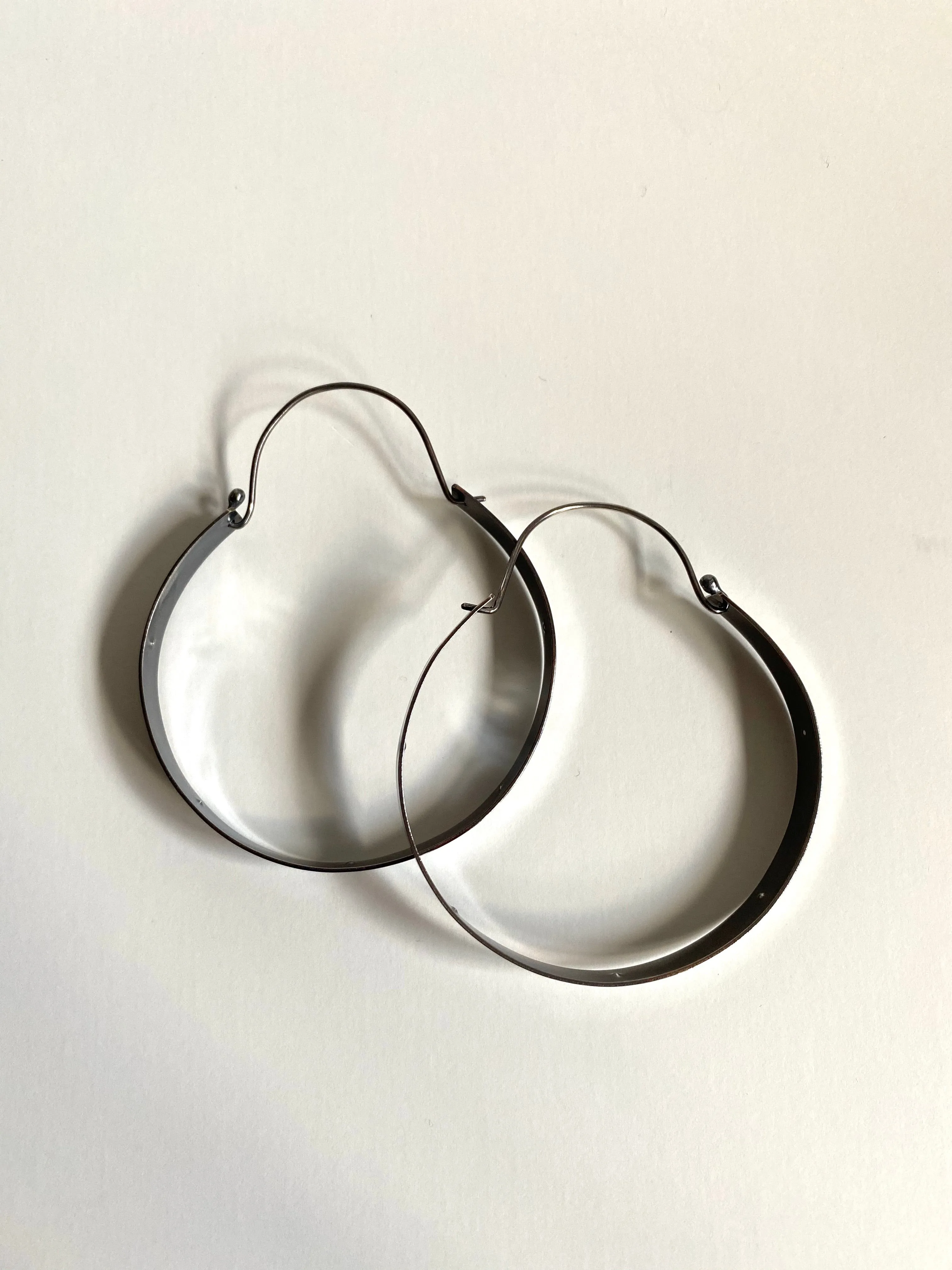 Nickel Free Large Silver Hoops - Black Statement Earrings - 2 1/2" Wide