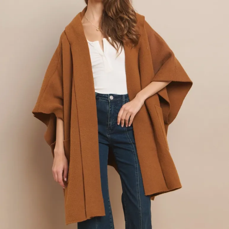 Oh So Warm Oversized Soft Knit Hooded Poncho Coat - FINAL SALE