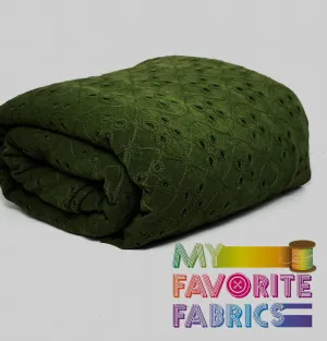 Olive Eyelet Jacquard Polyester Spandex