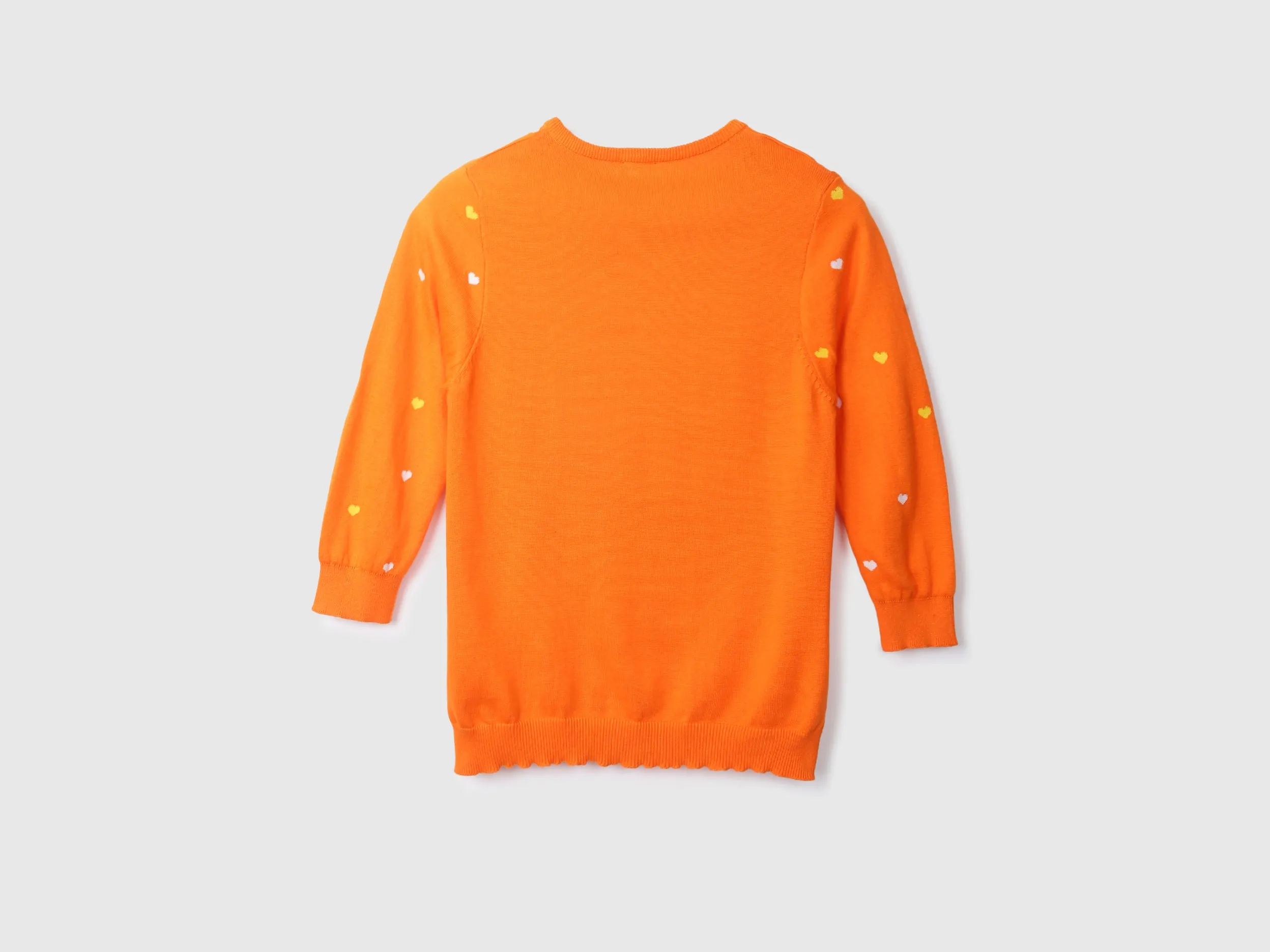 Orange V-Neck Printed Sweater