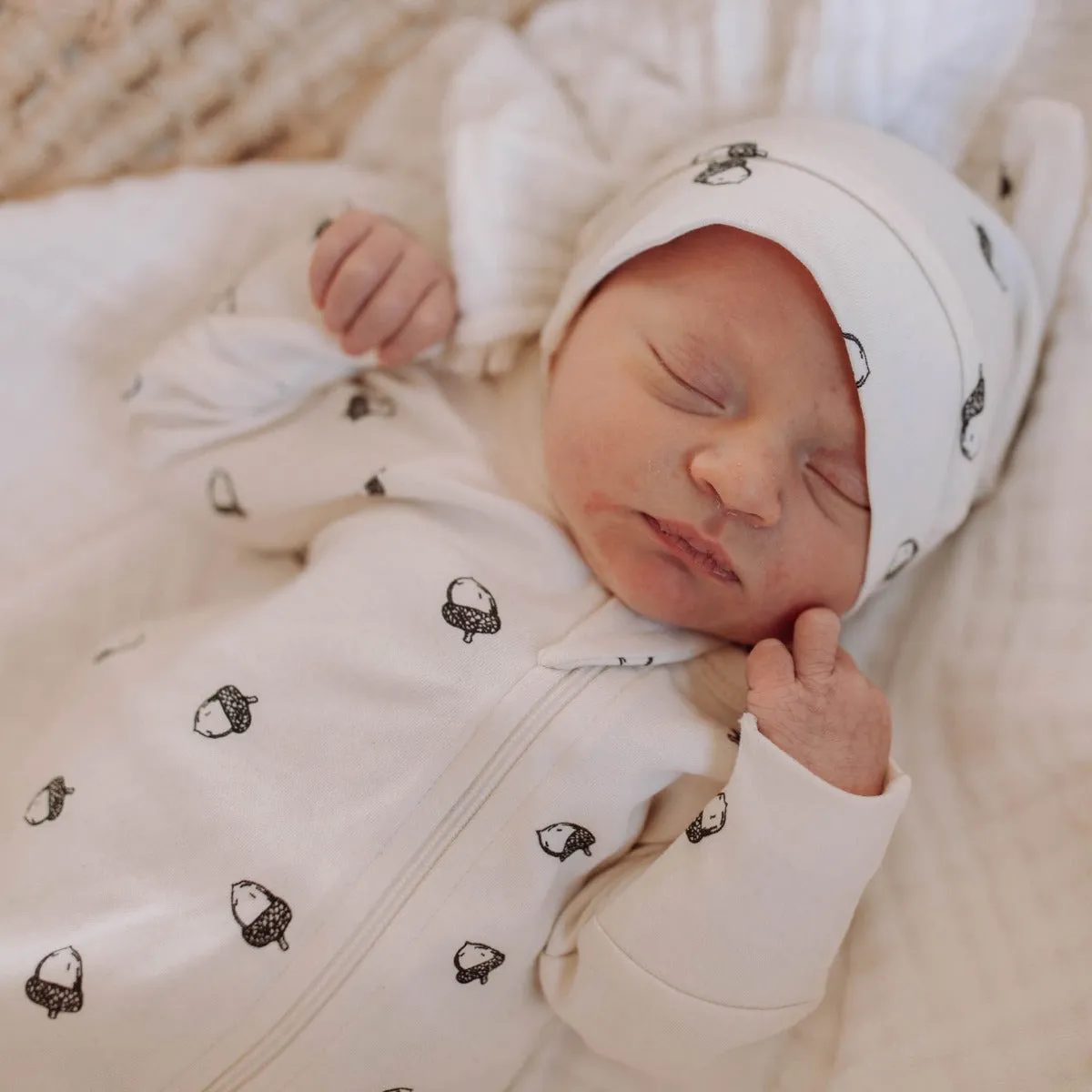 Organic Cotton Zip Romper - Acorn