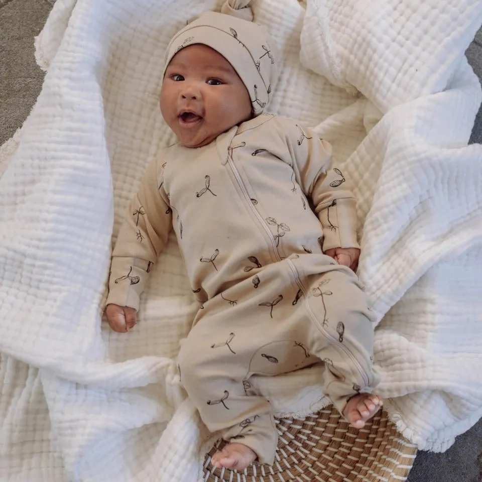 Organic Cotton Zip Romper - Maple