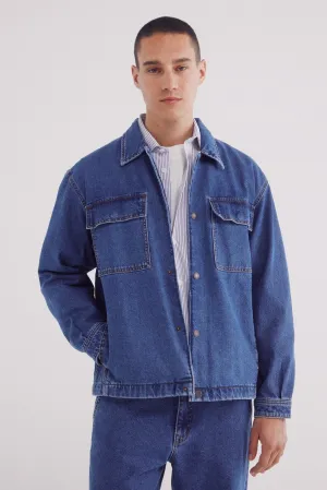 Oversize Fit Denim Jacket - Blue