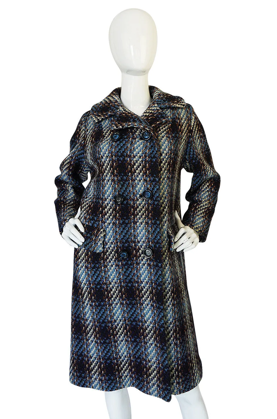 Oversized 1960s Wool Tweed Boucle Coat