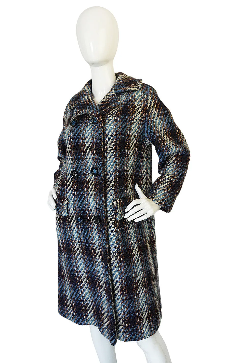 Oversized 1960s Wool Tweed Boucle Coat