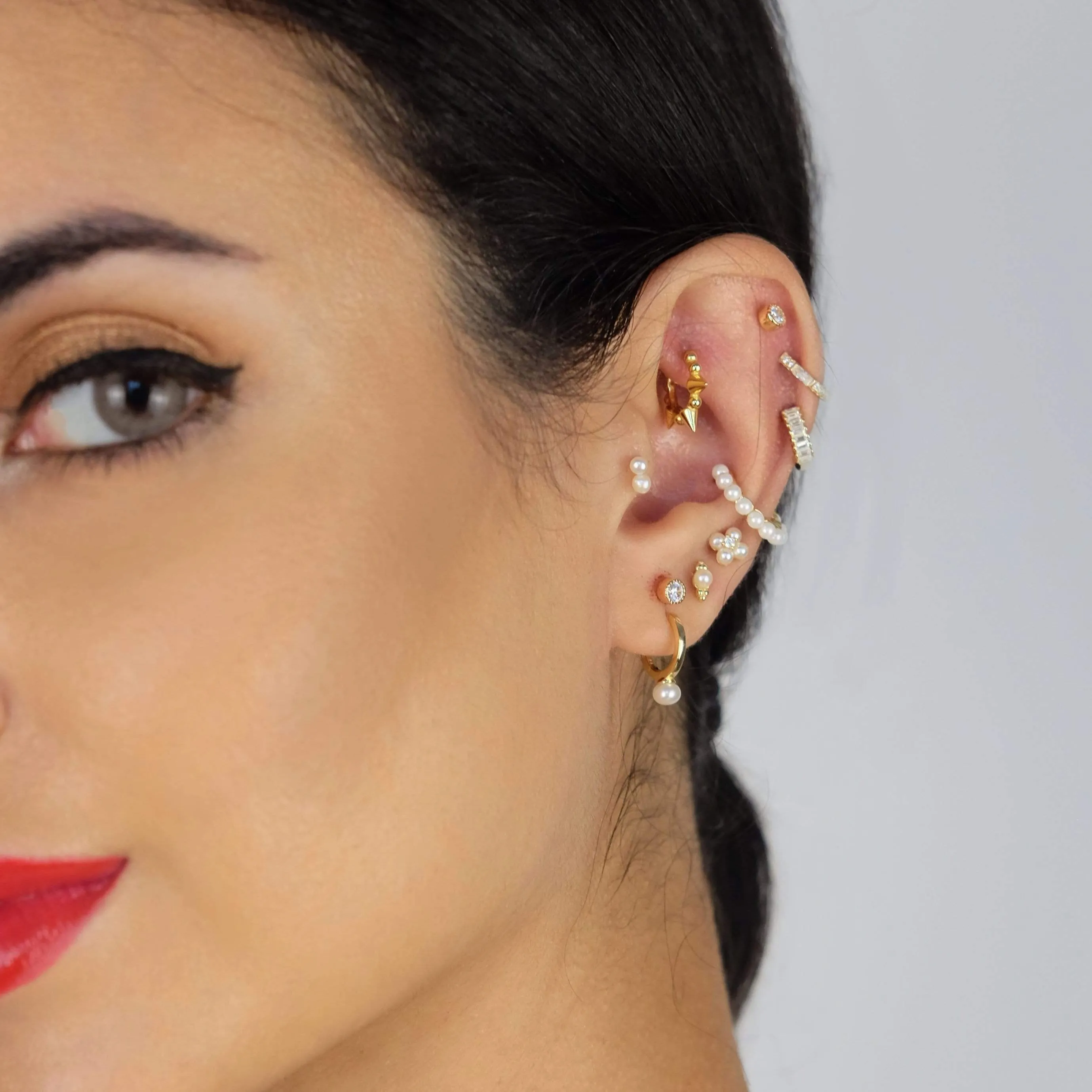 Pearl Drop Huggie Earring