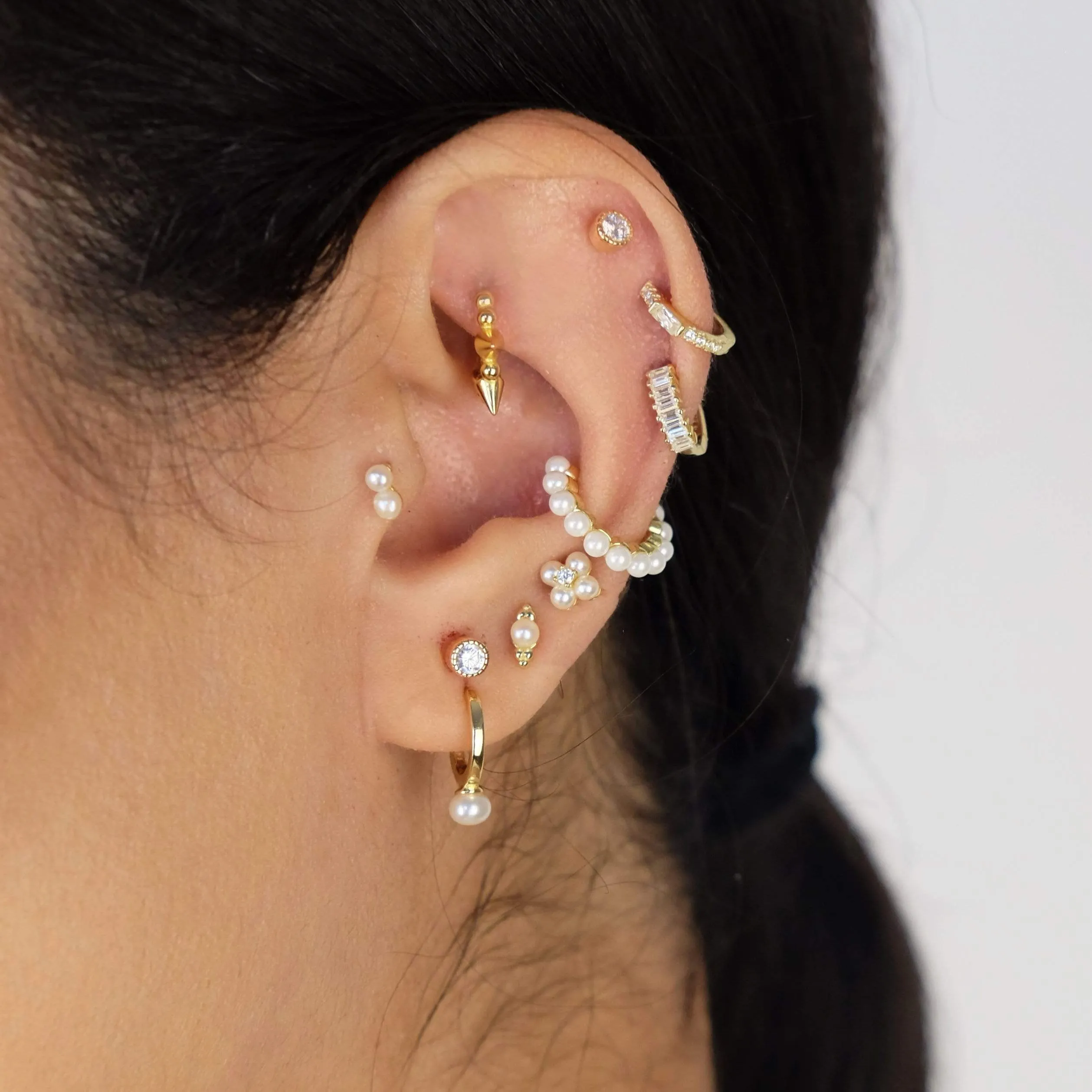 Pearl Drop Huggie Earring