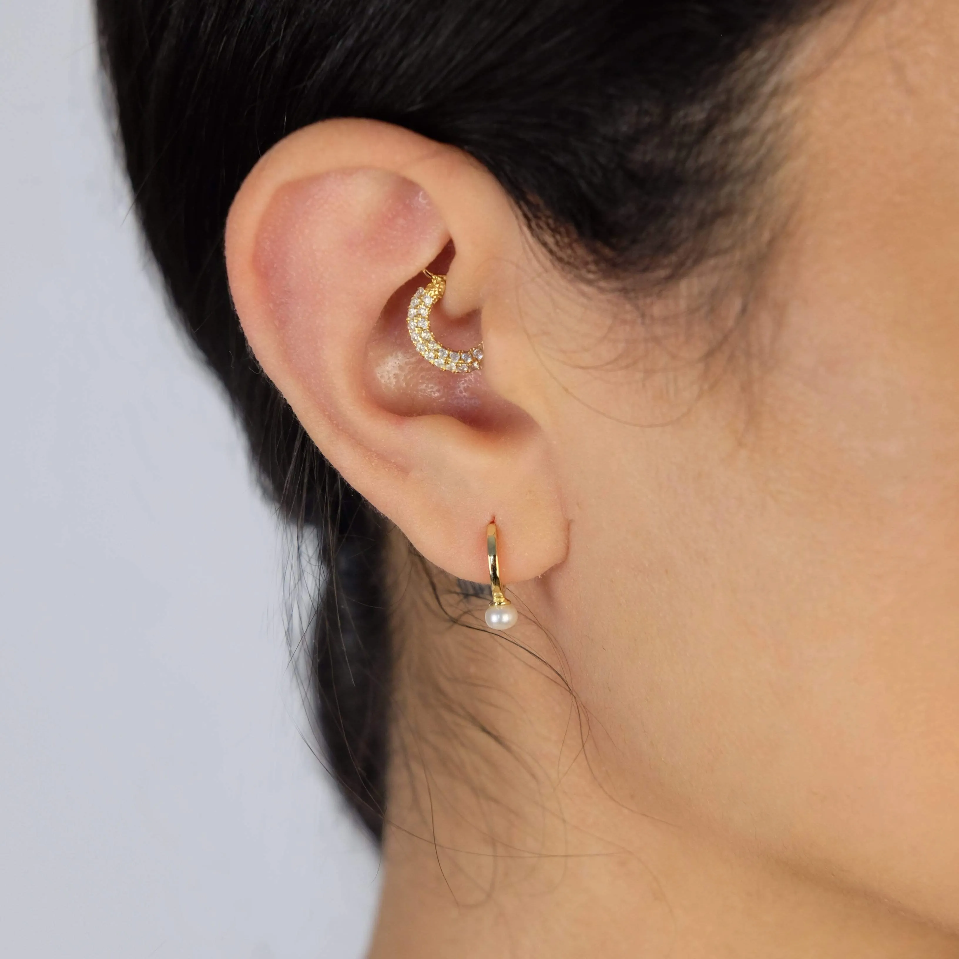 Pearl Drop Huggie Earring
