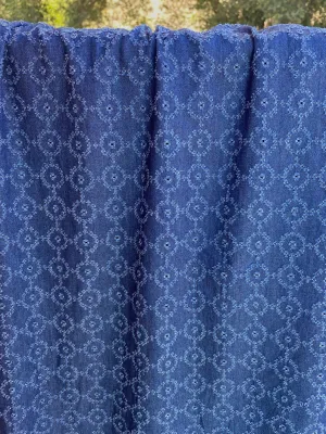 Perforated Circles Denim Woven
